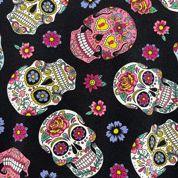 NOBO Womens Sugar Skull Halloween Lightweight Stretch V Neck T Shirt Size XXL - Picture 3 of 6